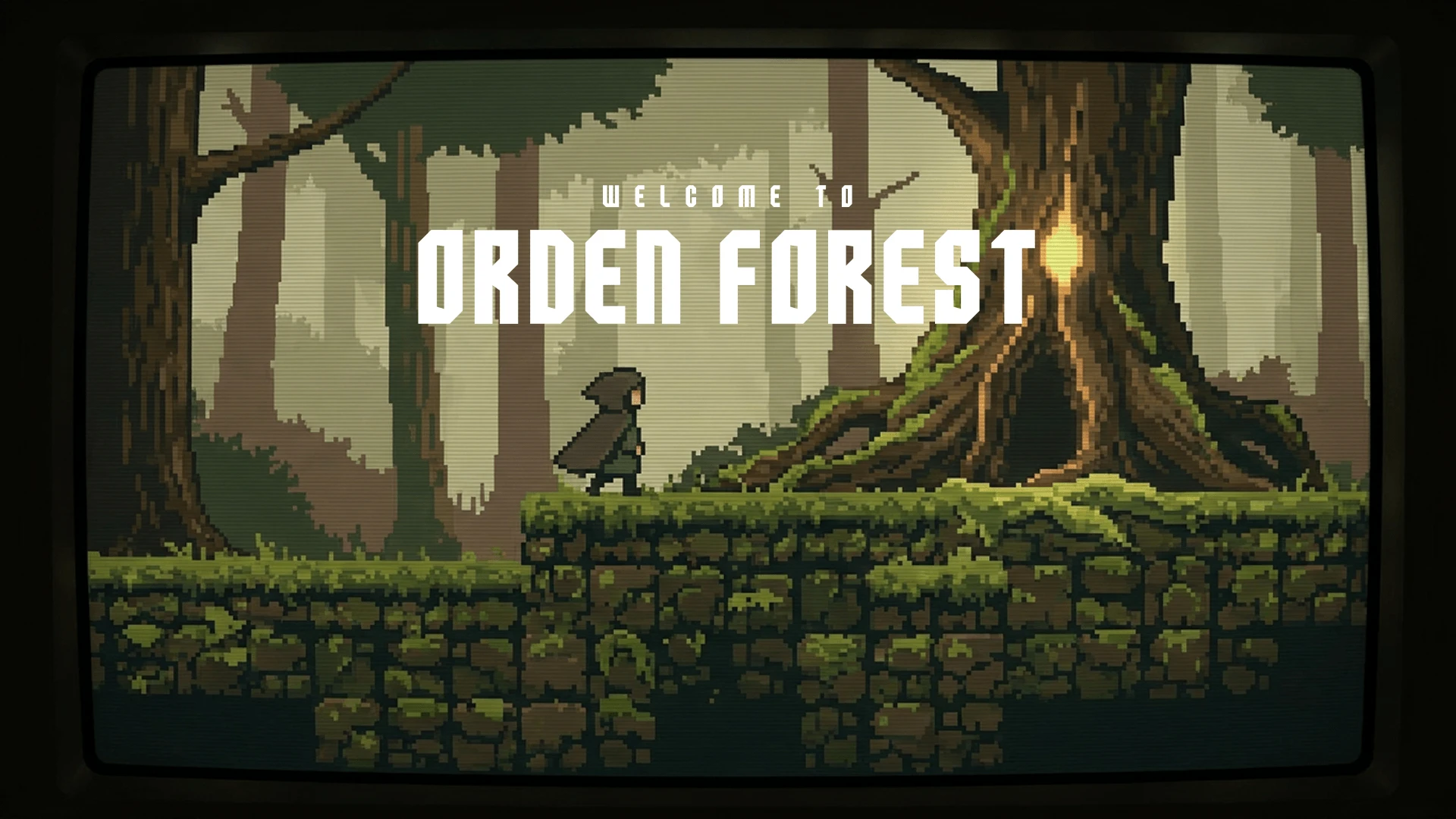Specimen of Koysca Display showing an indie RPG title screen.